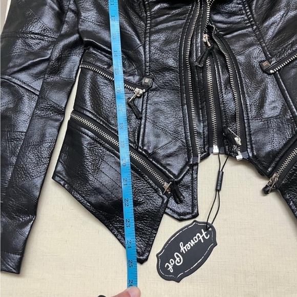 NWT SX Honey Pot XXS black faux leather spiked motorcycle jacket - Picture 5 of 11